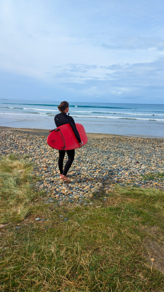 Carolyn surfing in Riverton